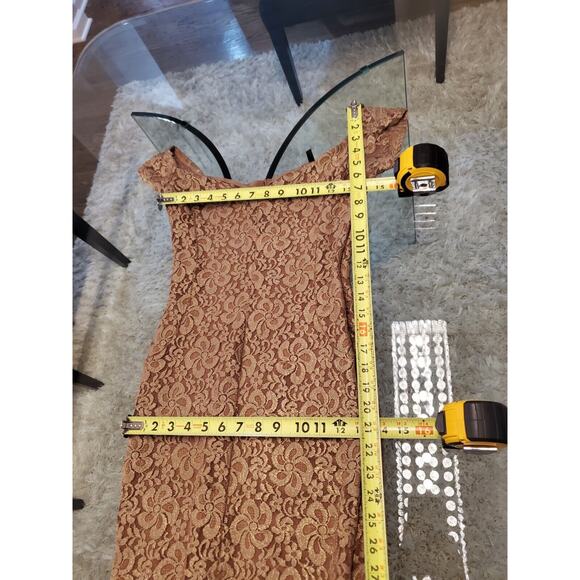 Goodtime USA Brown Polyester Sweetheart Neck Short Sleeve Formal Maxi Dress S - Picture 11 of 12